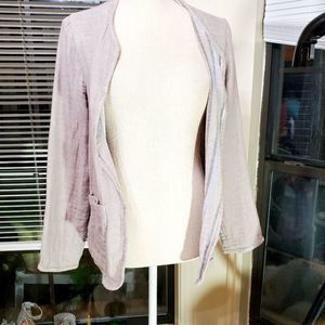 NWT TAHARI Linen blend open front jacket.   Light gray and tan